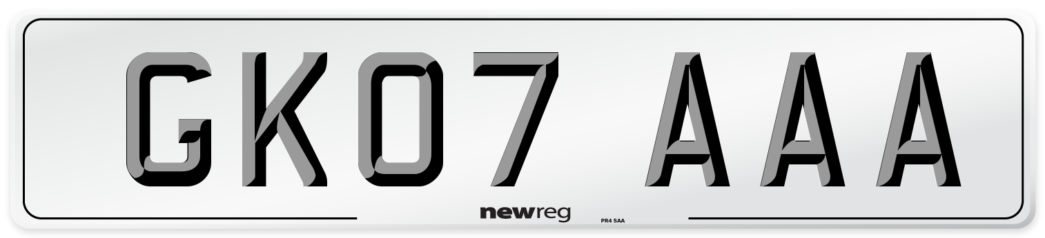 GK07 AAA Number Plate from New Reg